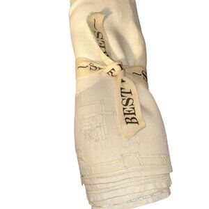 Vintage white Linen Broderie anglaise hemstitch trim 4 napkins